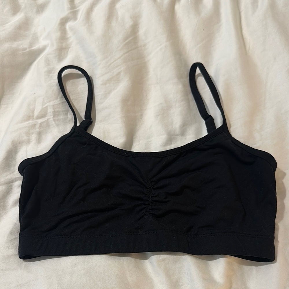 Black Ruched Adjustable Strap Bra